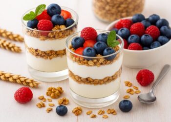 Yogurt with Fruit, Nuts and Rolled Oats