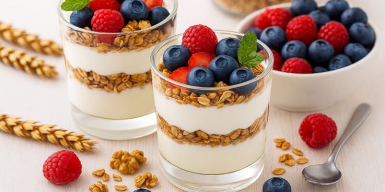 Yogurt with Fruit, Nuts and Rolled Oats