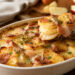 Potato And Apple Gratin with Smoked Pork in a Baking Dish