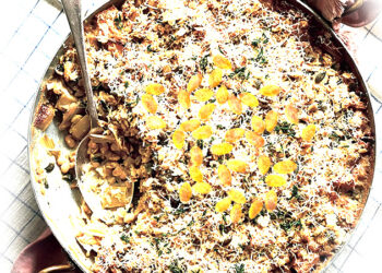 Creamy Parsnip, Leek, and White Bean Crumble