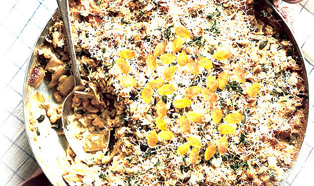 Creamy Parsnip, Leek, and White Bean Crumble