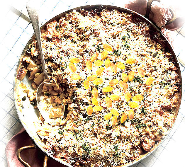 Creamy Parsnip, Leek, and White Bean Crumble