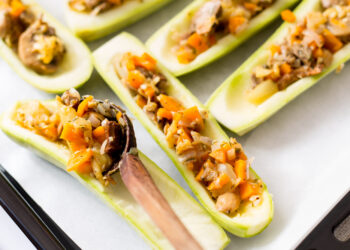 Zucchini with Chickpea and Mushroom Stuffing