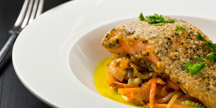Alaska Salmon Bake with Pecan Crunch Coating