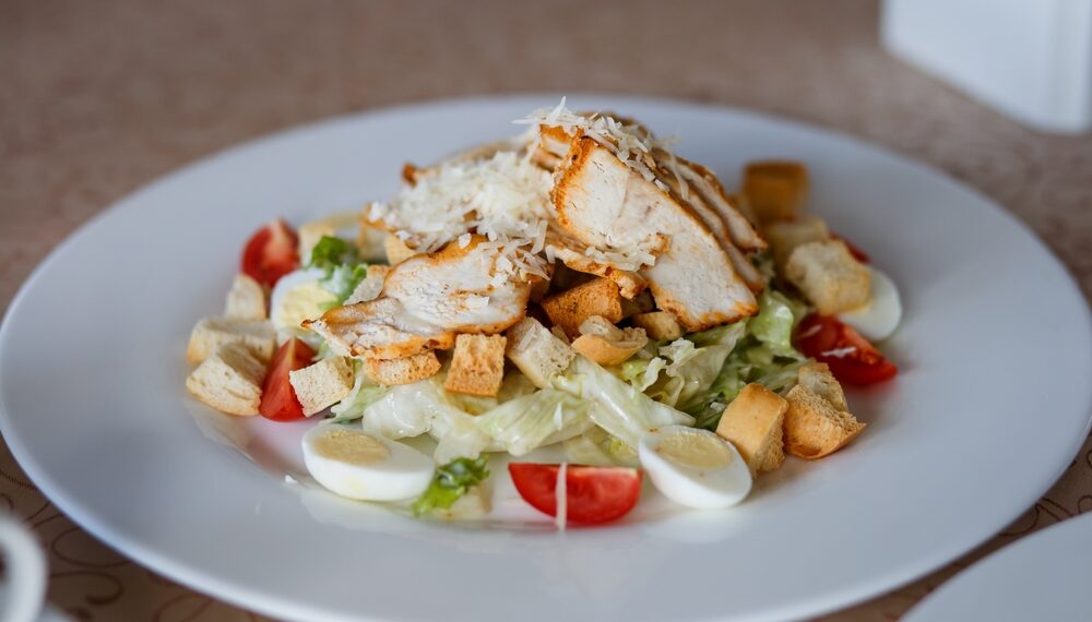Kale Caesar Salad with Grilled Chicken