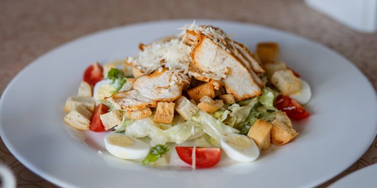 Kale Caesar Salad with Grilled Chicken