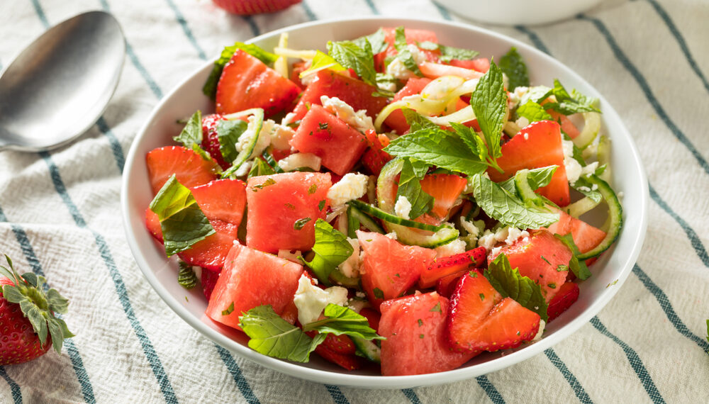 Watermelon Strawberry Caprese Salad