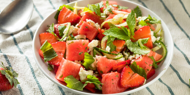 Watermelon Strawberry Caprese Salad