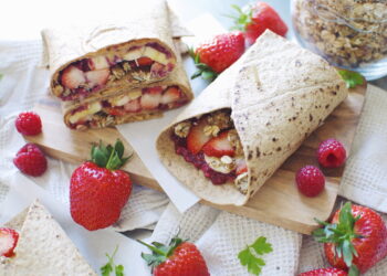 Crunchy raspberry granola wrap