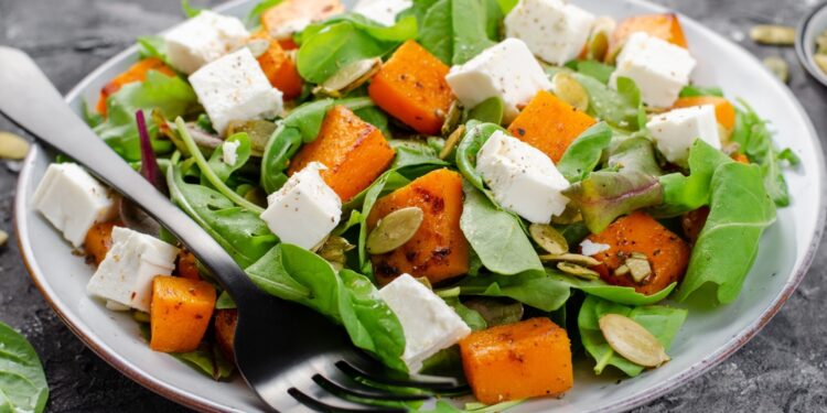 Roasted Butternut Squash and Spinach