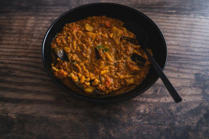 Vegan Coconut-Lentil Curry with Sweet Potatoes