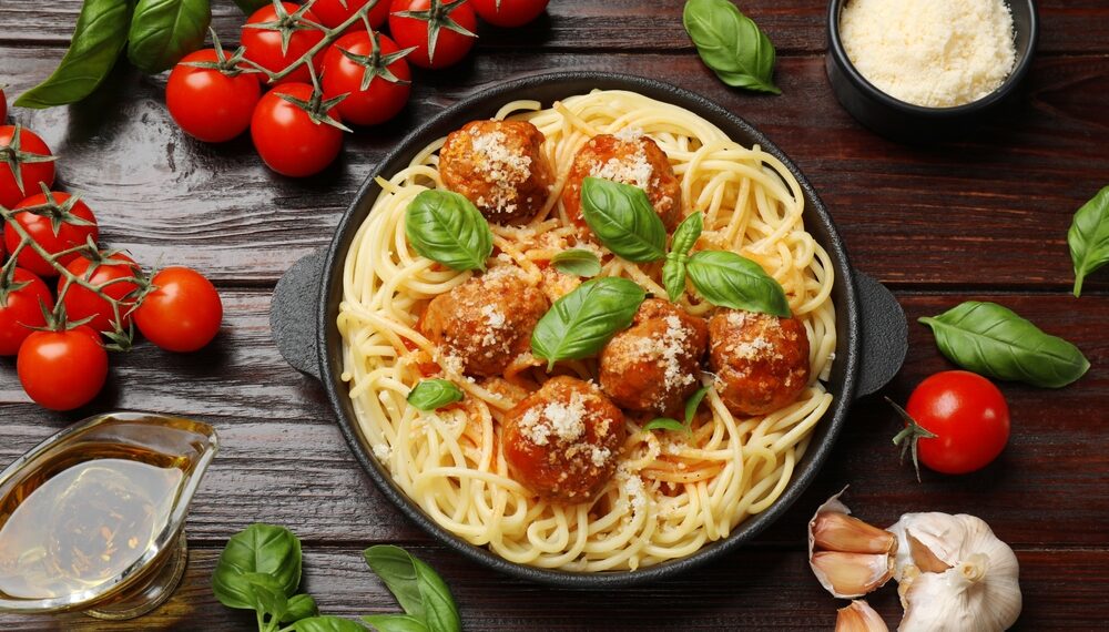 Lemony Chicken Ricotta Meatball Pasta Bake