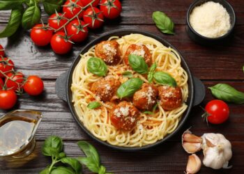 Lemony Chicken Ricotta Meatball Pasta Bake