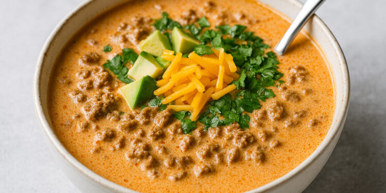 Creamy Keto Taco Soup with Ground Beef