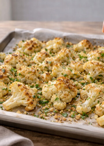 Roasted Garlic and Herb Parmesan Cauliflower