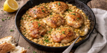 Skillet Lemon Herb Chicken with White Beans