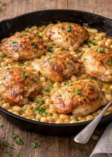 Skillet Lemon Herb Chicken with White Beans