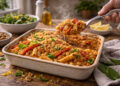 Smoky Chickpea and Roasted Pepper Walnut Pasta Bake