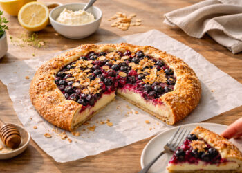 Lemon Mascarpone Berry Galette with Almond Streusel