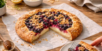 Lemon Mascarpone Berry Galette with Almond Streusel