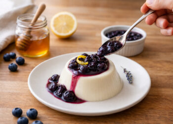 Honey Lavender Panna Cotta with Blueberry Lemon Compote