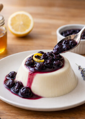 Honey Lavender Panna Cotta with Blueberry Lemon Compote