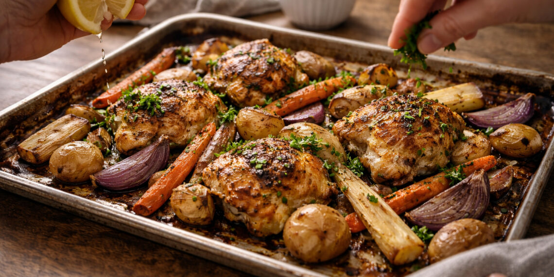 Herbed Yogurt Marinated Chicken with Roasted Root Vegetables