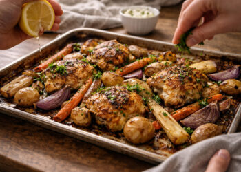 Herbed Yogurt Marinated Chicken with Roasted Root Vegetables