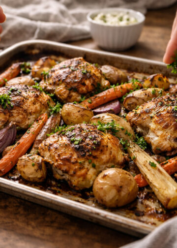 Herbed Yogurt Marinated Chicken with Roasted Root Vegetables