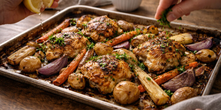 Herbed Yogurt Marinated Chicken with Roasted Root Vegetables