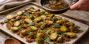 Sage Brown Butter Roasted Brussels Sprouts with Pecans