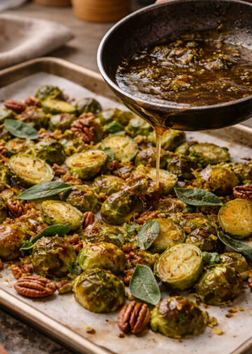 Sage Brown Butter Roasted Brussels Sprouts with Pecans