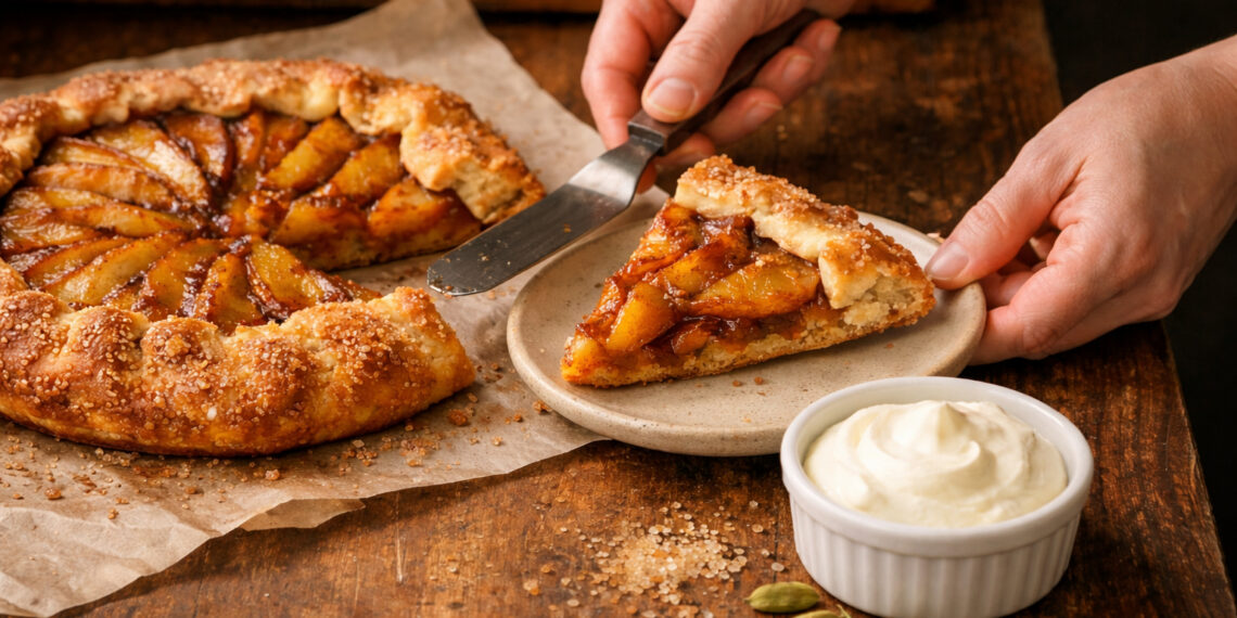 Brown Butter Pear and Cardamom Galette with Vanilla Cream