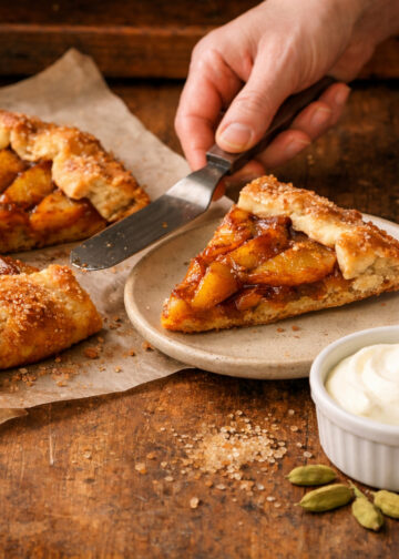 Brown Butter Pear and Cardamom Galette with Vanilla Cream