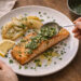 Garlic-Basil Buttered Salmon with Roasted Fennel