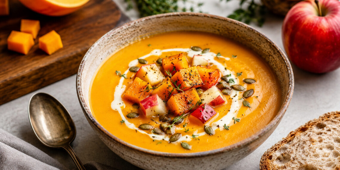 Creamy Roasted Butternut Squash and Apple Soup