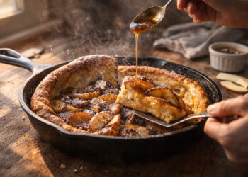 Apple Cinnamon Dutch-Style Skillet Pancake with Maple Butter