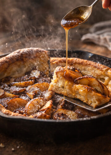 Apple Cinnamon Dutch-Style Skillet Pancake with Maple Butter