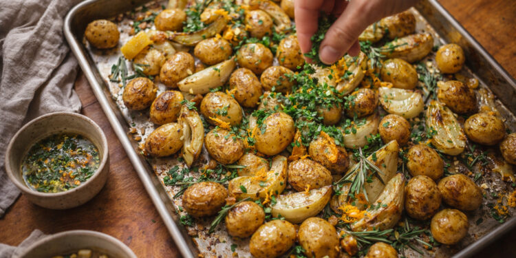 Citrus Roasted Fennel and Baby Potatoes with Rosemary