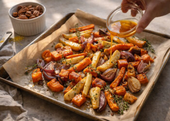 Maple-Glazed Roasted Root Vegetables with Warm Citrus Vinaigrette