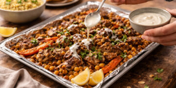 Sheet-Pan Moroccan-Spiced Lamb with Roasted Carrots and Chickpeas