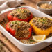 Mushroom and Farro Stuffed Bell Peppers with Thyme