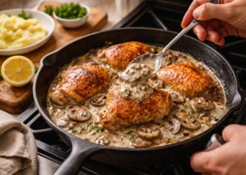 Pan-Seared Chicken with Creamy Mushroom Ragu