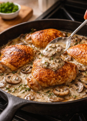 Pan-Seared Chicken with Creamy Mushroom Ragu