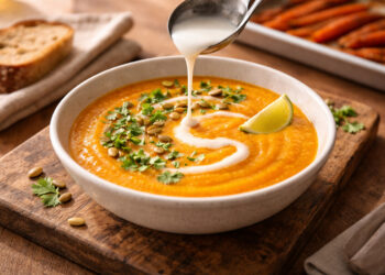 Autumn Carrot Ginger Soup with Coconut Cream