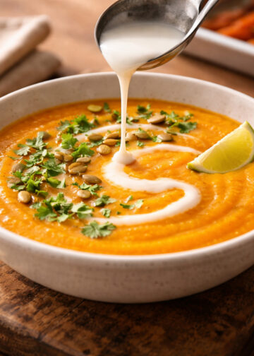 Autumn Carrot Ginger Soup with Coconut Cream