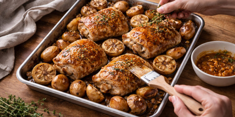 Roasted Garlic Chicken with Maple Dijon Glaze