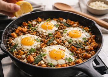 Sweet Potato and Sage Breakfast Hash with Fried Eggs