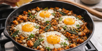 Sweet Potato and Sage Breakfast Hash with Fried Eggs
