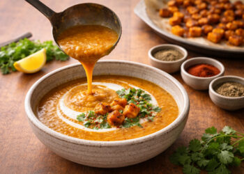 Spiced Roasted Pumpkin and Red Lentil Soup